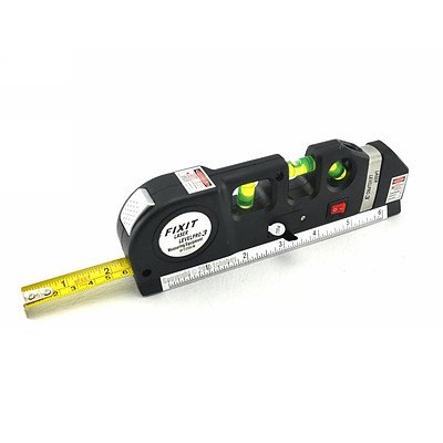 Laser Level Horizon Vertical Measure Tape with 3 Bubbles - Brand New