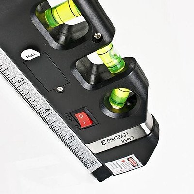 Laser Level Horizon Vertical Measure Tape with 3 Bubbles - Brand New