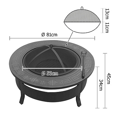 Outdoor Fire Pit BBQ Table Grill Fireplace Round - Brand New
