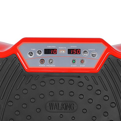 1000W Vibrating Plate Exercise Platform With Roller Wheels - Red - Brand New