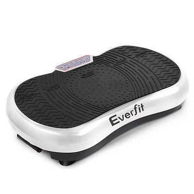 1000W Vibrating Plate Exercise Platform With Roller Wheels - White - Brand New
