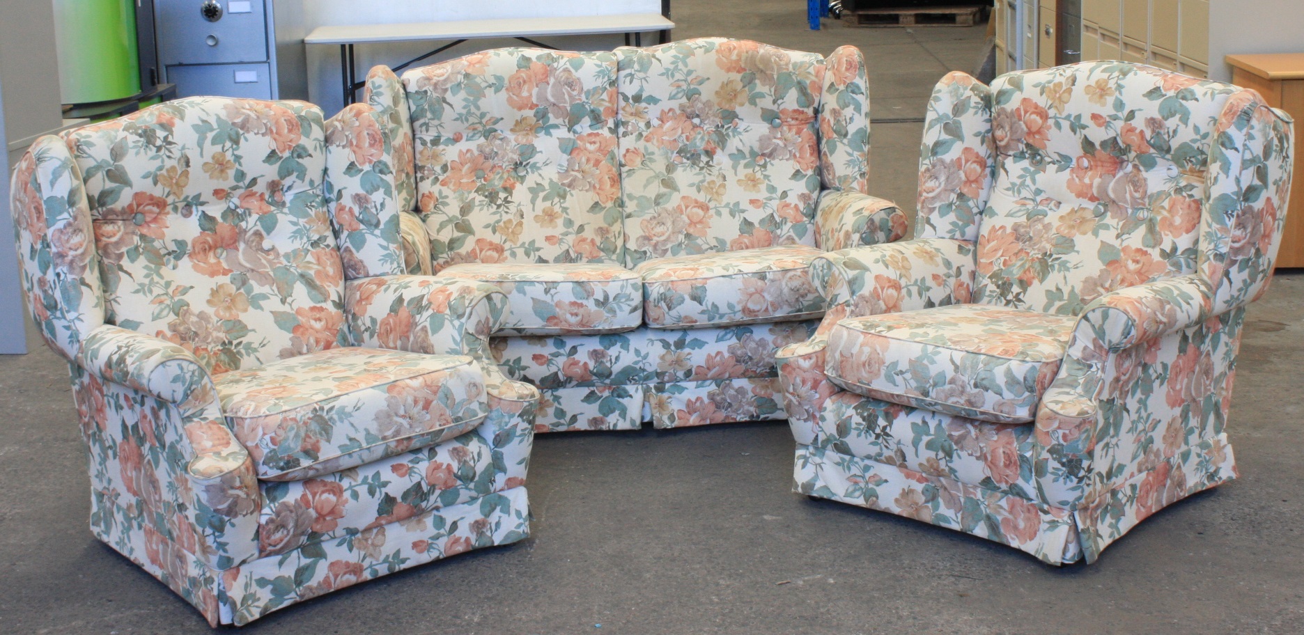 3Piece Floral Wingback Lounge Lot 865615 ALLBIDS
