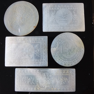 Various Engraved Mother of Pearl Counters
