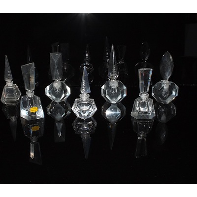 Collection of Seven Crystal and Glass Perfume Bottles