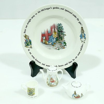 Wedgwood Beatrix Potter Peter Rabbit Plate and Three Miniatures