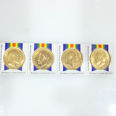 Five Encased Australian Minted Gold Sovereigns
