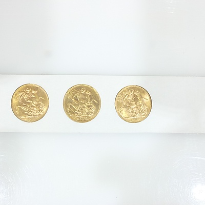 Five Encased Australian Minted Gold Sovereigns