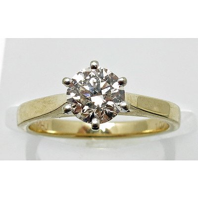 14ct Yellow & White Gold One Carat Diamond Solitaire Ring