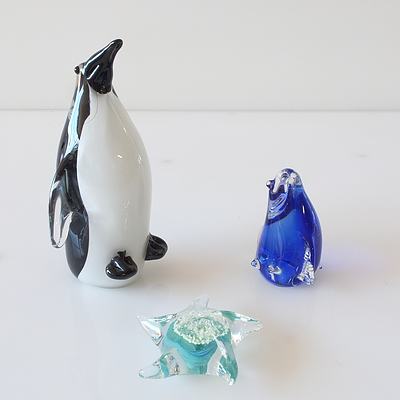 Pair of Glass Penguins and a Star Fish