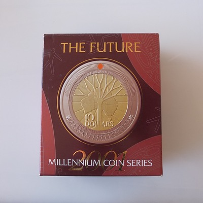 2001 The Future Millennium Coin Series Gold and Silver Proof 10 Dollar Coin