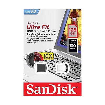 Sandisk CZ43 Ultra Fit USB 3.0 (SDCZ43-128G) 128GB USB Flash Drive - With Warranty