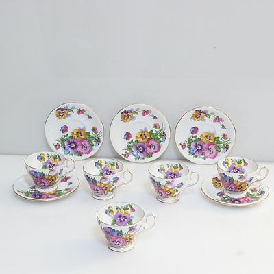 Five English Queen Anne Spring Melody Bone China Tea and Saucer Sets