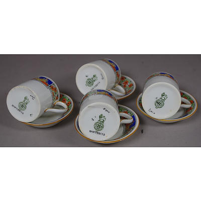 Four Royal Doulton Art Deco Coffee Cups and Saucers