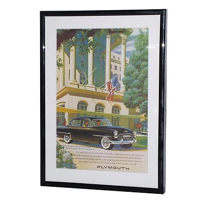 Framed Vintage Plymouth Advertisement