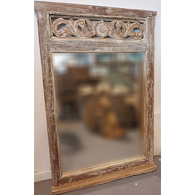 New White Wash Hand Carved Mirror 780x1130mm