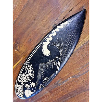 New Hand Carved Timber Hanging Surfboard 510mm