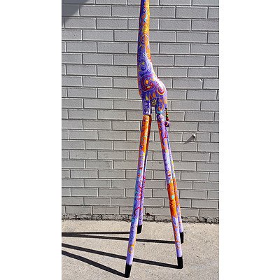 New Hand Painted/ Carved Bespoke 230cm Wobbly Head Giraffe RRP=$799