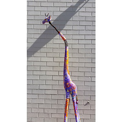 New Hand Painted/ Carved Bespoke 230cm Wobbly Head Giraffe RRP=$799