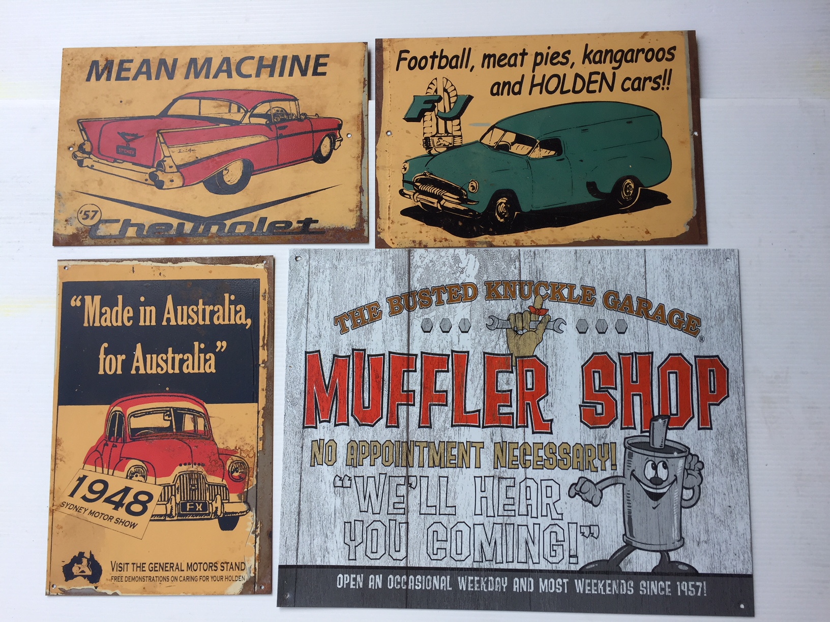 4 x Metal Reproduction Car Signs Lot 913937 ALLBIDS