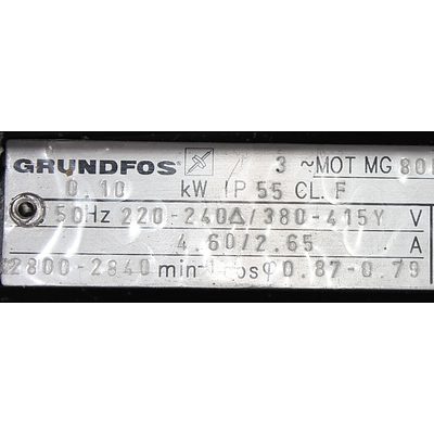 Grundfos CR 8-30 Multi Stage Centrifugal In Line Pump With 3 Phase 1kW Motor - New