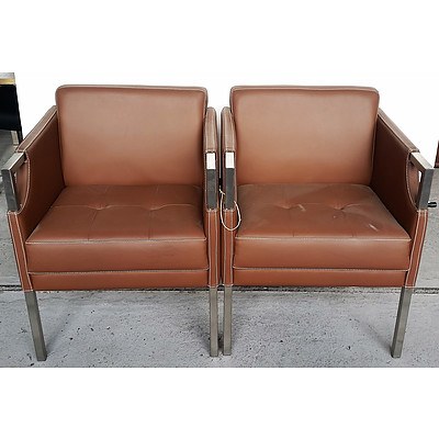 Pair of Leather Occasional Arm Chairs