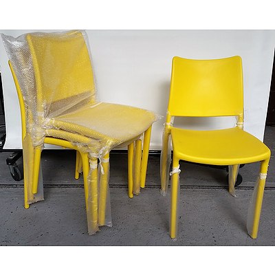 Four Yellow Plastic Occasional Chairs