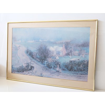 Large Framed Impressionistic Landscape Scene Print
