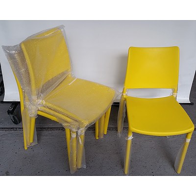 Four Yellow Plastic Occasional Chairs