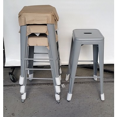 New Four Metallic Gray High Chairs/Stool