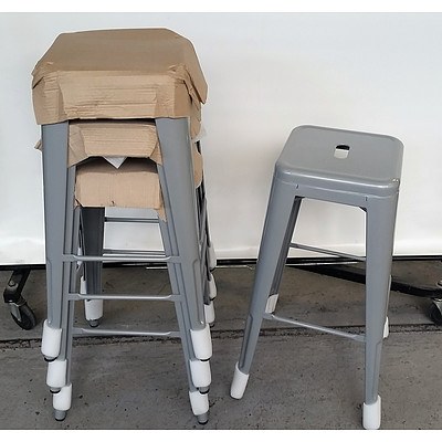 New Four Metallic Gray High Chairs/Stool
