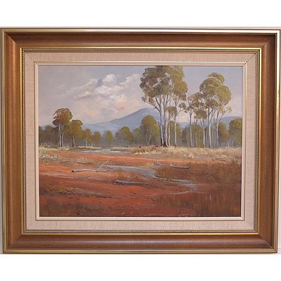 Peter J Hill (1937-) Australian Pastoral Scene Oil on Canvas