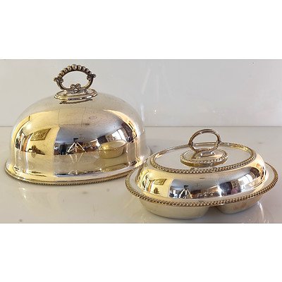 Antique Silver Plated Meat Dome and Serving Dish