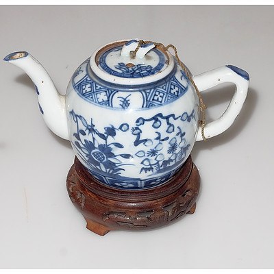 Antique Chinese Blue and White Small Teapot
