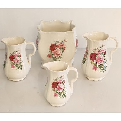 Reproduction Victorian Style Graduating Jugs and Jardinière