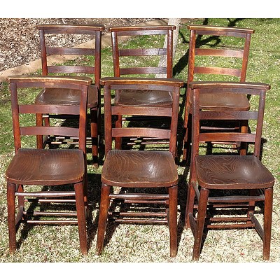 Set of Six English Elm Bar Back Chairs