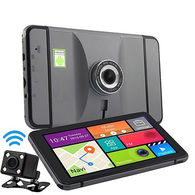 Wireless 3-in-1 GPS Dashcam & Reversing Camera with 7 inch Touch Screen & Bluetooth - Brand New