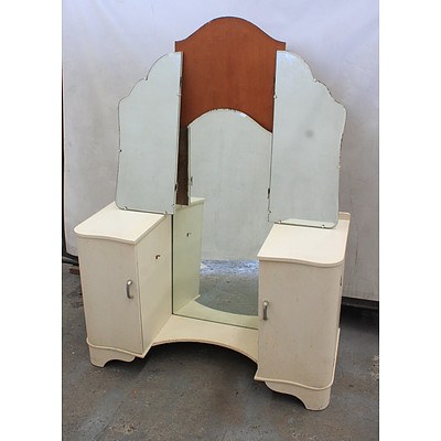 Retro Painted Dresser with Tri Fold Mirrors 