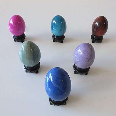 Collection of Six Decorative Stone Eggs