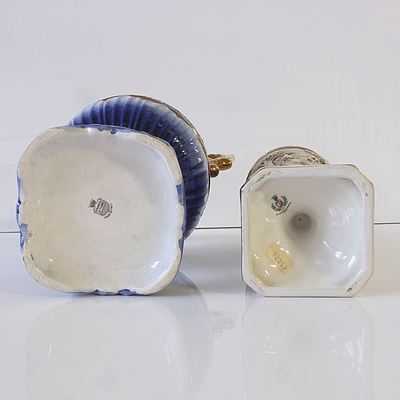 Pair of Italian Gilt Porcelain Urns