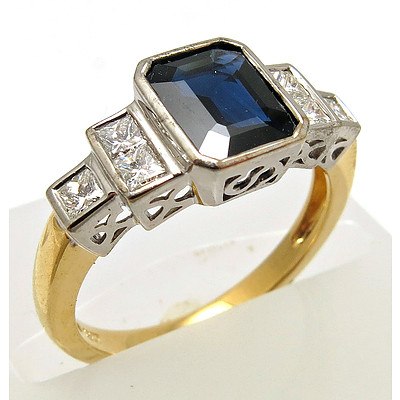 Quality Sapphire & Diamond Ring - 18ct Yellow & White Gold