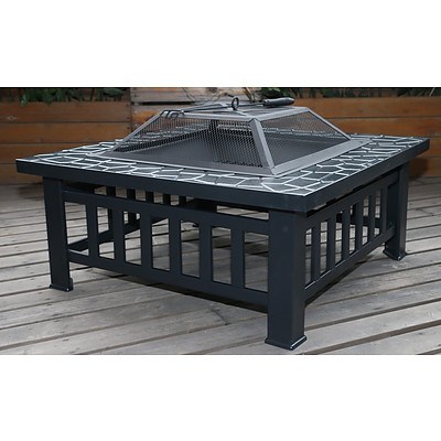 18 inch Square Metal Fire Pit Outdoor Heater - RRP $176.95 - Brand New