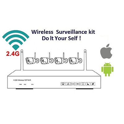 4CH Wireless Wi-Fi NVR Kit with 4x 3.0MP 720P High Definition Wireless Cameras - Brand New