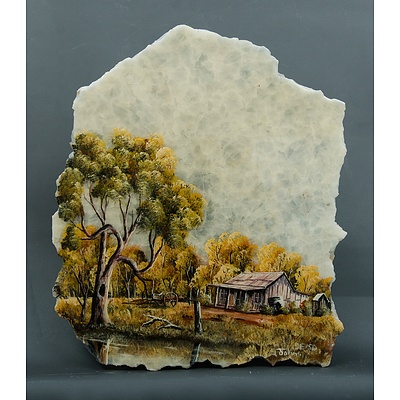 Two Beiso S Johns Australiana Paintings on Marble.