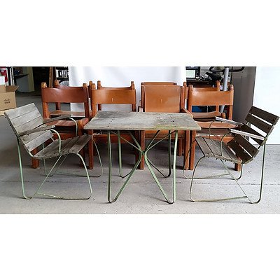 Set of 11 Outdoor Dinning Table and Chairs