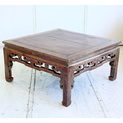 Antique Chinese Lacquered Cyprus Waisted Low Table