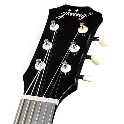Acoustic Cutaway Guitar Black With Steel String Stand Strap- Brand New