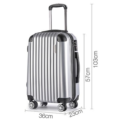 Set of 3 Hard Shell Travel Luggage with TSA Lock - Silver - Brand New
