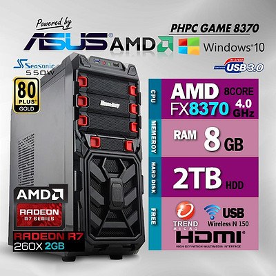PHPC Gaming FX 8370 8GB RAM 2TB HDD with Free Ant Virus & WiFi & Bluetooth - with Warranty