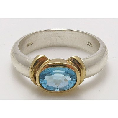 Sterling Silver & 9ct Gold Topaz Ring