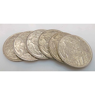 Six Round 50c Coins 1966 - Silver